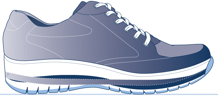 Voorbeeld van een schoen met afwikkelbalk