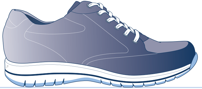 Voorbeeld van een schoen zonder afwikkelbalk